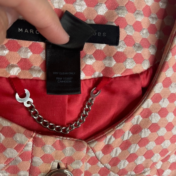 Marc by Marc Jacobs Womens Coral Hexagon Cotton Silk Pink/ Peach Blazer Sz 6 - Picture 8 of 11